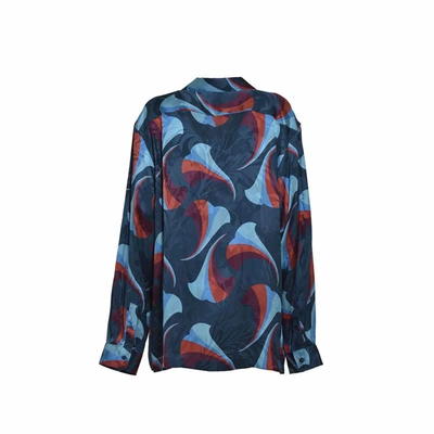 Etro Floral Print Silk Shirt In Blue