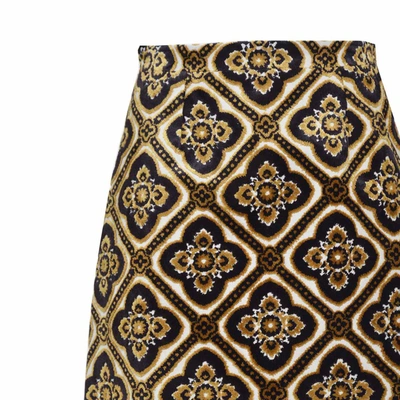 Shop Etro Multicoloured Patterned Black Jacquard Velvet Mini Skirt  In Nero/multicolour