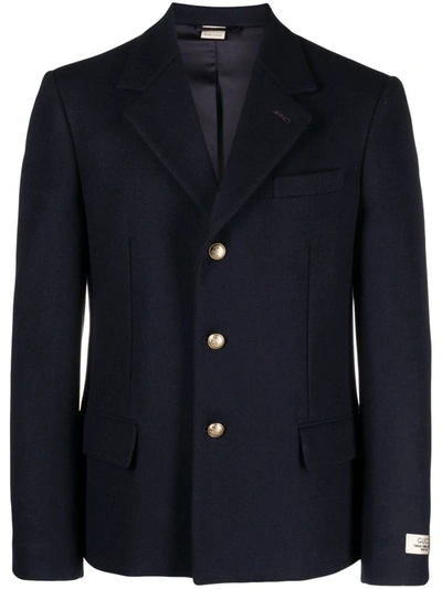 Shop Gucci Wool Single-breasted Jacket In Blue
