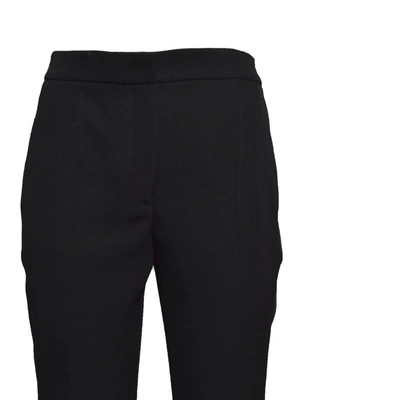 Shop Moschino Black Virgin Wool Tailored Trousers With Satin Band