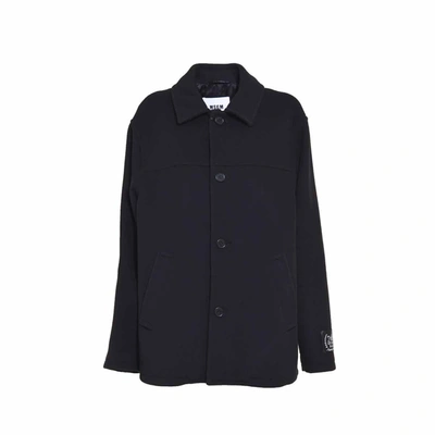 Shop Msgm Black Wool Single-breasted Coat