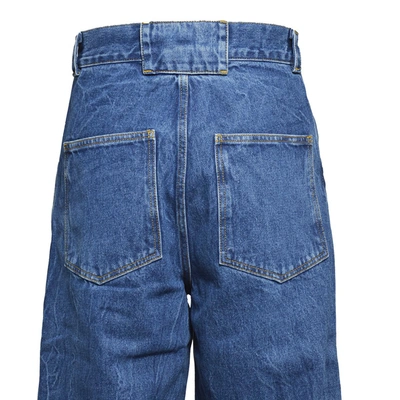 Shop Paura Blue Cotton Vivienne Cargo Denim Jeans