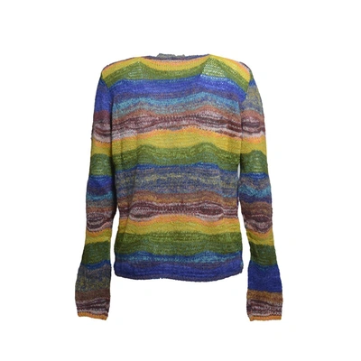 Shop Paura Multicolored Mohair Striped Pattern Carli Pullover  In Multicolour