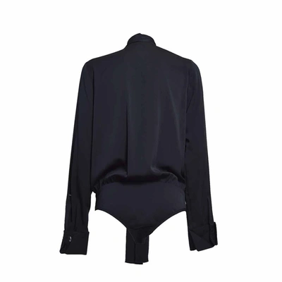Shop Sportmax Black Stretch Silk Moretto Bodysuit With Bow