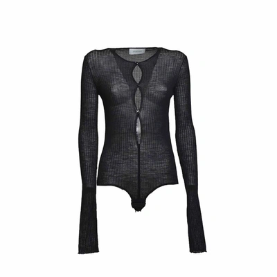 Shop Sportmax Black Wool Knit Dinar Bodysuit