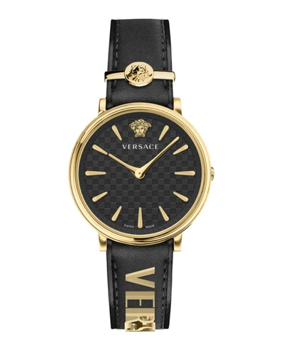 Shop Versace V-circle Strap Watch In Gold