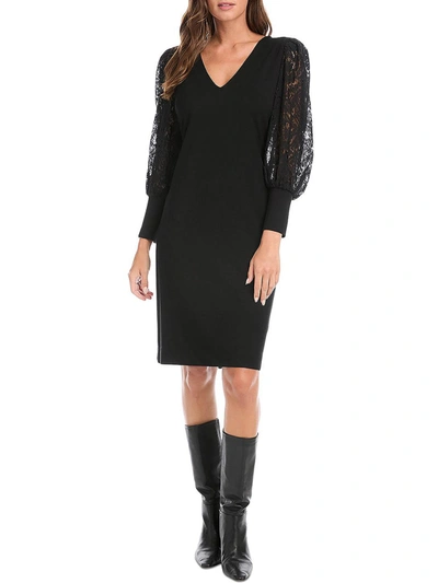 Shop Karen Kane Womens V-neck Knee Sheath Dress In Black