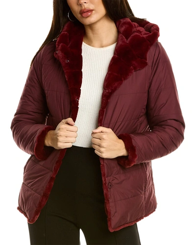 Shop Adrienne Landau Reversible Hooded Jacket In Purple
