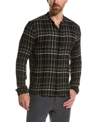 Shop John Varvatos Classic Fit Broad Wool-blend Shirt In Black