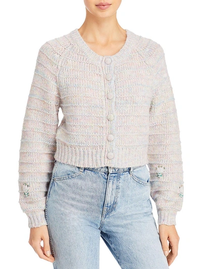 Shop Loveshackfancy Tien Womens Button Front Cropped Cardigan Sweater In Multi