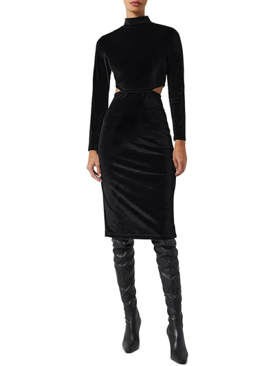 Shop French Connection Sula Womens Velvet Midi Midi Dress In Black