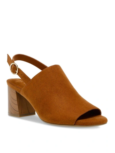 Shop Anne Klein Rori Womens Buckle Open Toe Slingback Sandals In Brown