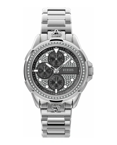 Shop Versus 6e Arrondissement Crystal Multifunction Watch In Silver