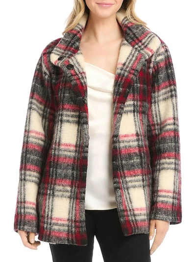 Shop Karen Kane Womens Wool Blend Plaid Shirt Jacket In Multi