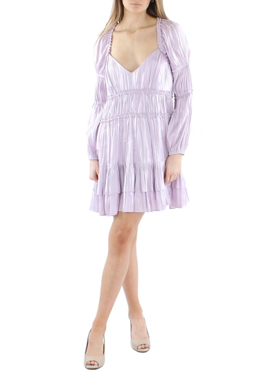 Shop Cinq À Sept Tammy Womens Satin Tiered Shift Dress In Purple
