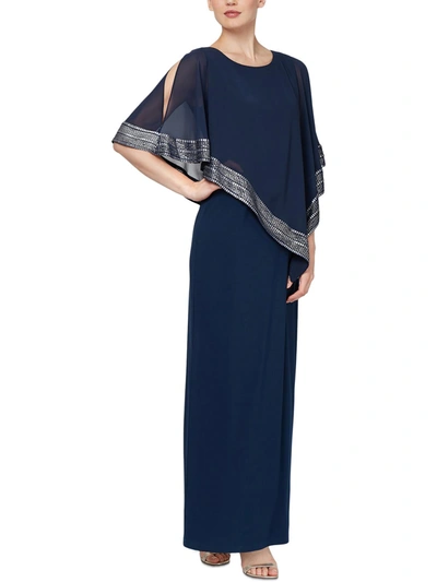 Shop Slny Womens Formal Drape Maxi Dress In Blue