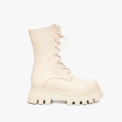 Shop Alohas Globetrotter Cream Leather Boots In White