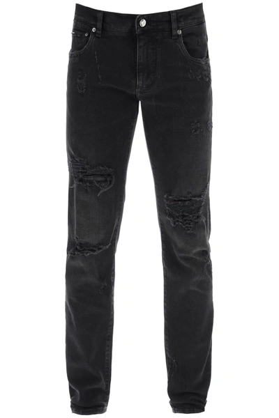 Shop Dolce & Gabbana Ripped Skinny Jeans