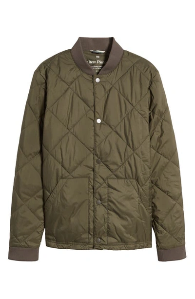Shop Tentree Diamond Quilted Water Resistant Bomber Jacket In Black Olive Green