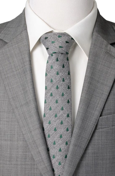 Shop Cufflinks, Inc . Holiday Tree Silk & Linen Blend Herringbone Tie In Gray