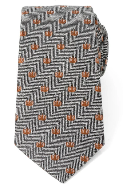 Cufflinks, Inc Holiday Pumpkin Herringbone Silk Tie In Gray