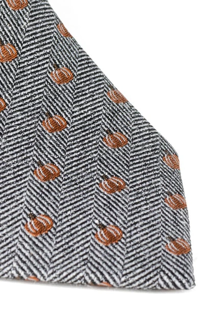 Cufflinks, Inc Holiday Pumpkin Herringbone Silk Tie In Gray