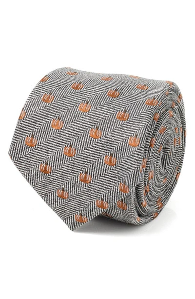 Shop Cufflinks, Inc . Holiday Pumpkin Silk & Linen Blend Herringbone Tie In Gray