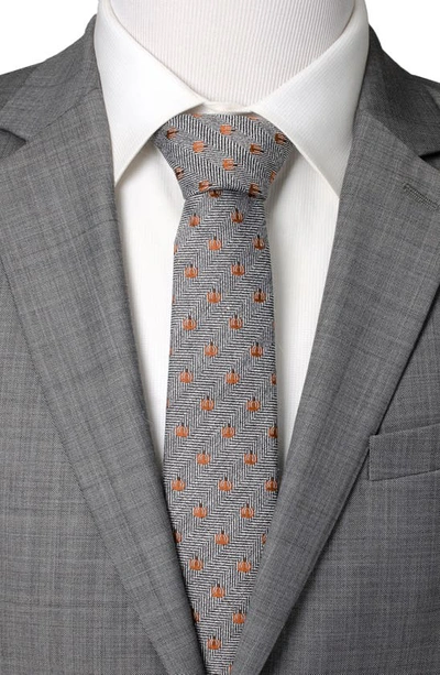 Shop Cufflinks, Inc . Holiday Pumpkin Silk & Linen Blend Herringbone Tie In Gray