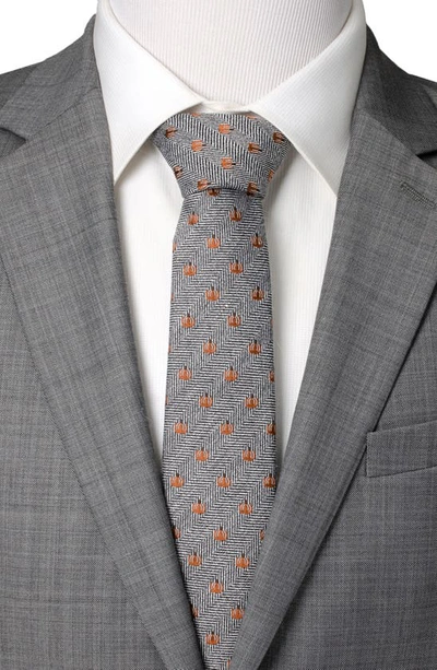 Cufflinks, Inc Holiday Pumpkin Herringbone Silk Tie In Gray