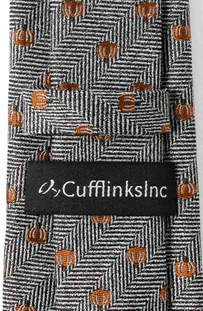 Shop Cufflinks, Inc Holiday Pumpkin Silk & Linen Blend Herringbone Tie In Gray