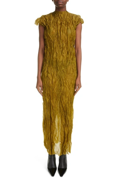 Shop Acne Studios Didi Crinkled Cap Sleeve Georgette Dress In Seaweed Green