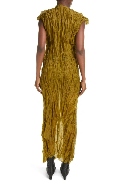 Shop Acne Studios Didi Crinkled Cap Sleeve Georgette Dress In Seaweed Green