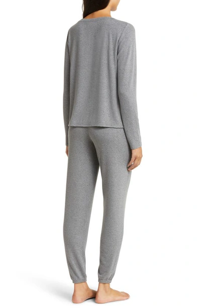 Shop Nordstrom Brushed Hacci Pajamas In Grey Light Charcoal Marl