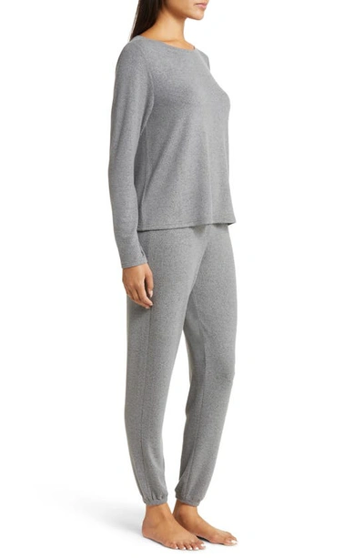 Shop Nordstrom Brushed Hacci Pajamas In Grey Light Charcoal Marl