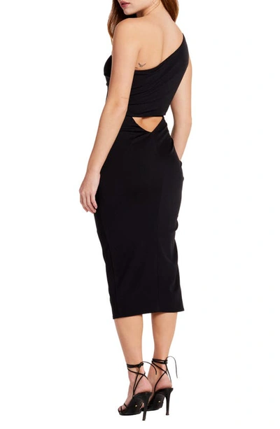 Shop Katie May New Age Ruched One Shoulder Body-con Cocktail Dress In Black