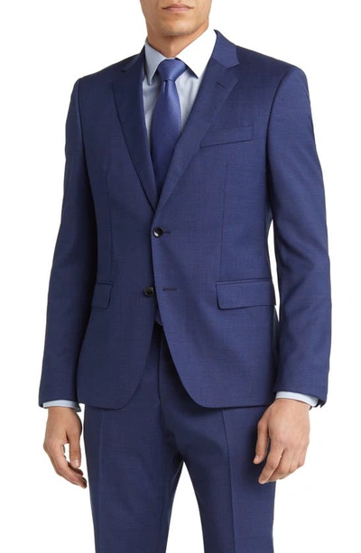Shop Hugo Boss Huge Blue Plaid Stretch Wool Suit In Dk Bu