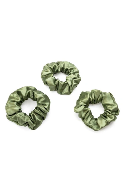 Shop Blissy 3-pack Silk Scrunchies In Olive