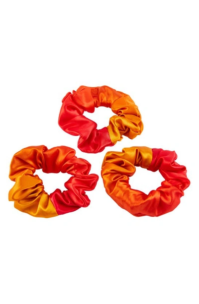 Shop Blissy 3-pack Silk Scrunchies In Orange Ombre