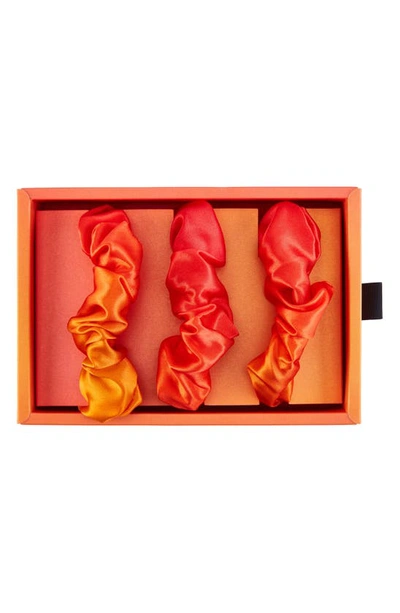 Blissy 3-pack Silk Scrunchies In Orange Ombre