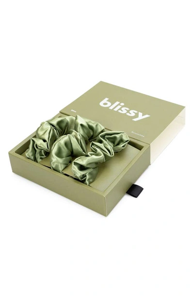 Shop Blissy 3-pack Silk Scrunchies In Olive
