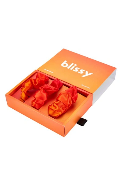 Shop Blissy 3-pack Silk Scrunchies In Orange Ombre