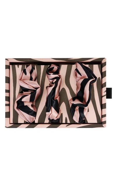 Blissy 3-pack Silk Scrunchies In Tiger