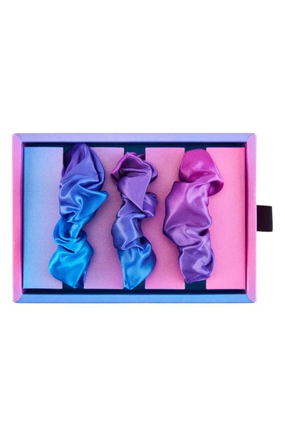 Shop Blissy 3-pack Silk Scrunchies In Purple Ombre