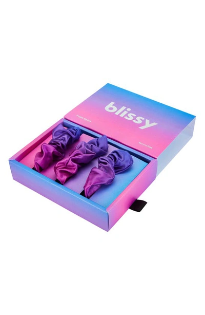 Shop Blissy 3-pack Silk Scrunchies In Purple Ombre