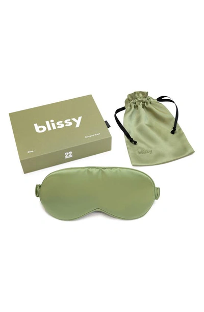Blissy Silk Sleep Mask In Olive