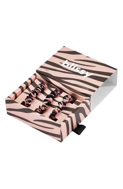 Blissy 3-pack Skinny Silk Scrunchies In Tiger