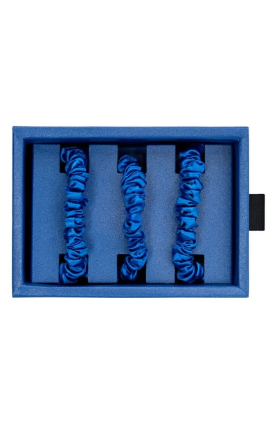 Blissy 3-pack Skinny Silk Scrunchies In Azure