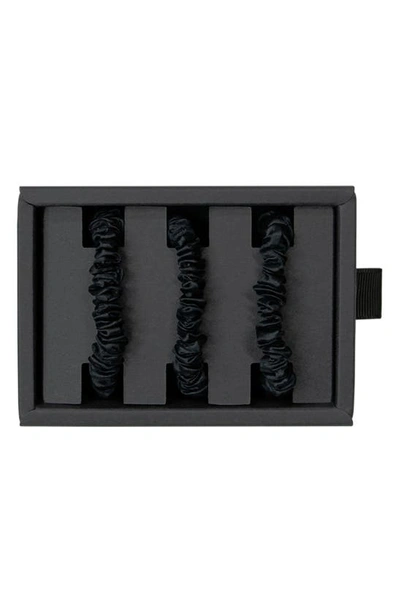 Blissy 3-pack Skinny Silk Scrunchies In Black