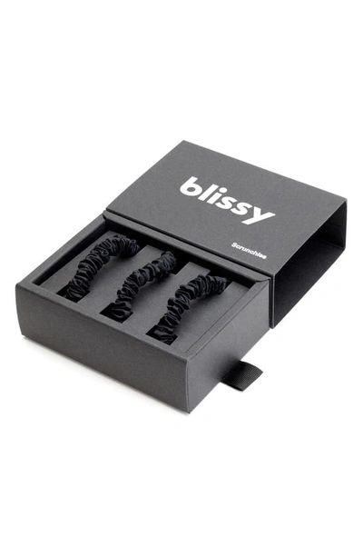 Shop Blissy 3-pack Skinny Silk Scrunchies In Black