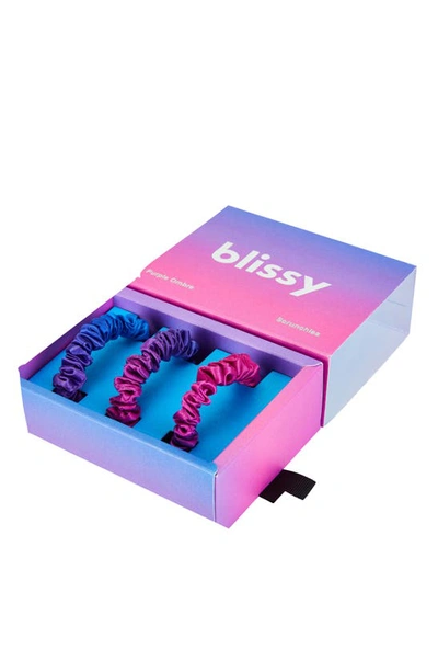 Blissy 3-pack Skinny Silk Scrunchies In Purple Ombre